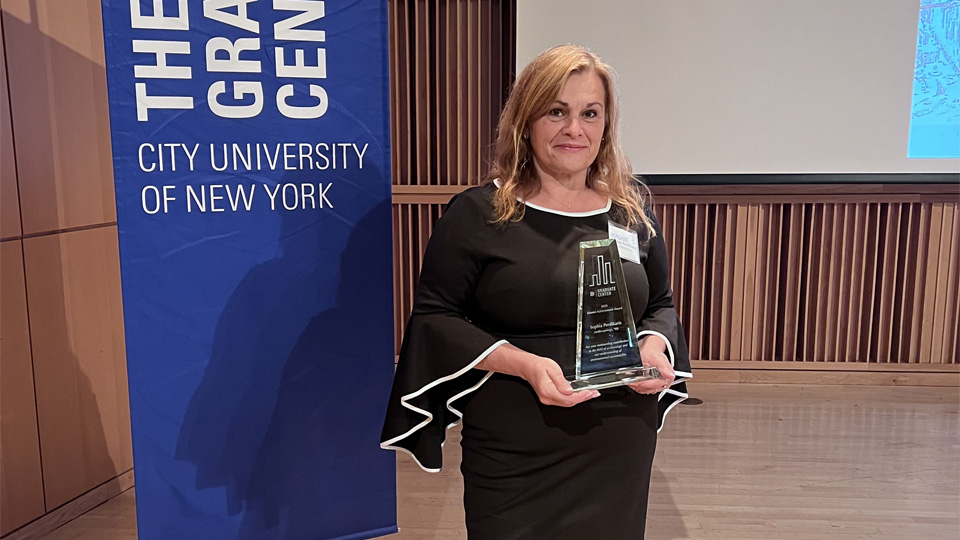 Perdikaris receives achievement award from CUNY Graduate Center