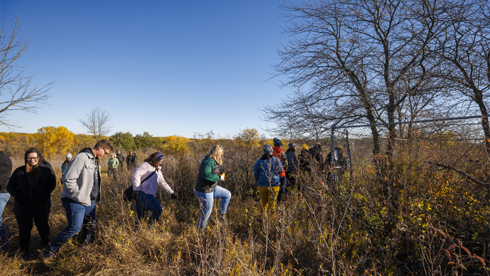 People touring Reller Prairie