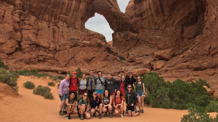 Dr. Buller with students during the geography field school 