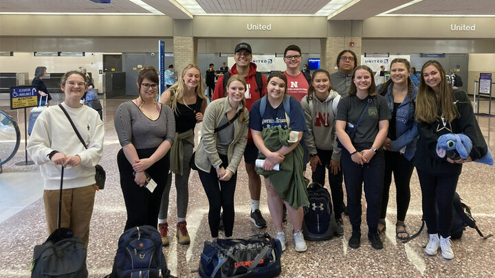 Field School students at the airport